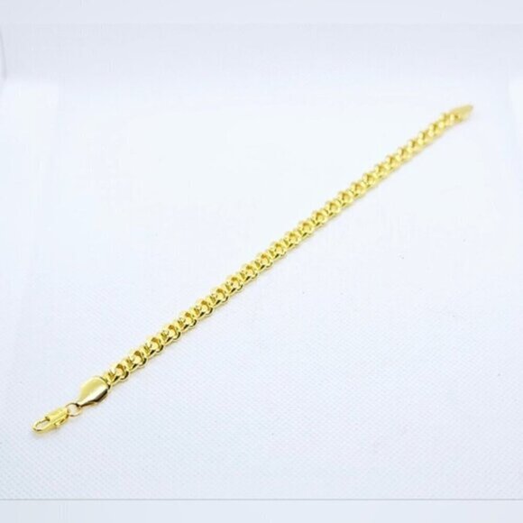 14K Gold Plated Cuban Curb Chain Link Bracelet Unisex - Picture 4 of 7